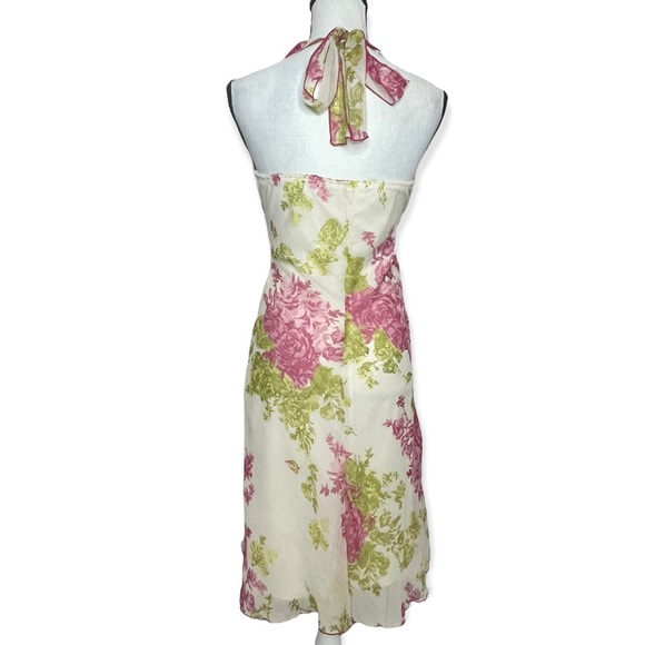 Xtraordinary Y2k Vintage Chiffon Halter Floral Dress Size 7 - Picture 4 of 12